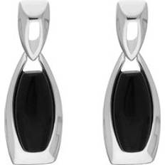 Jewellery C. W. Sellors Whitby Jet Barrel Drop Earrings - Silver