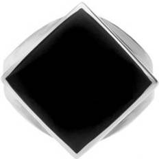 Jewellery C. W. Sellors Whitby Jet Rhombus Ring - Silver