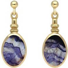 9k Earrings C. W. Sellors John Oval Bottletop Drop Earrings - Yellow Gold/Blue