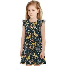 Sleeveless Nightwear Tebeau Flowers Butterfly Print Nightgown - Large