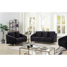 Simplie Fun Sofia Black Velvet Fabric Set Sofa