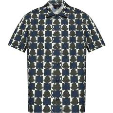 Moncler Men Shirts Moncler Monogram Cotton Shirt - Blue