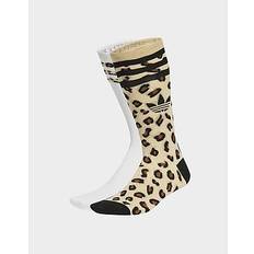 Beige - Women Socks Leopard Crew Socken - Sand Strata/Black