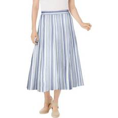 Woman Within Skirts Woman Within Plus Size Print Linen-Blend Skirt - Deep Cobalt Stripe