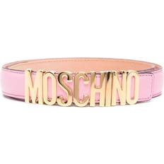 Pink Belts Moschino Logo Leather Belt - Pink