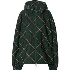 Burberry Green Jackets Burberry Hooded Check-Print Twill Jacket - Green