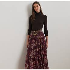 Polo Ralph Lauren Skirts Polo Ralph Lauren Floral Crinkle Georgette Tiered Skirt - Burgundy Multi