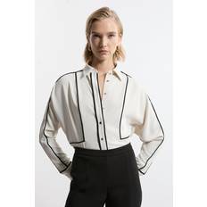 Karen Millen Men Tops Karen Millen Twill Contrast Piping Woven Shirt - Neutral
