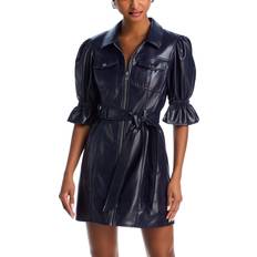 Polyurethane - Short Dresses Cinq A Sept Holly Faux Leather Dress - Navy