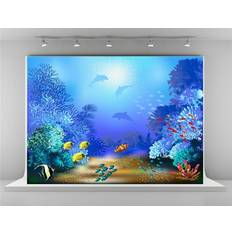 GreenDecor Suddz n Bubblez, 7x5ft Under Sea World Photography Backgrounds with Fish and Plants Backdrop Photo for Summer Party Photography Props