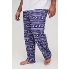 5XL Nachtwäsche boohooMAN Plus Weihnachts Loungewear-Hose mit Rentieren - Blau