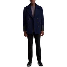 Rayon Cappotti Double Breasted Peacoat - Navy