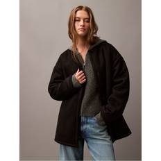 Calvin Klein Women Coats Calvin Klein Faux Shearling Relaxed Coat - Black