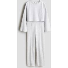 Flickor Övriga sets Barnkläder H&M Ljusgråmelerad 2-delat Sweatshirtset - Flicka
