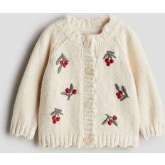 H&M Cardigan Med Broderier - Beige