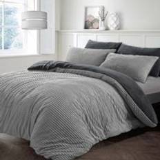 Velosso Plush Corduroy Teddy Set Single Duvet Cover Silver