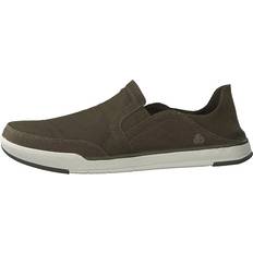 Verde Oxford Clarks Step Isle Row Slip-On Shoes - Khaki Green Canvas