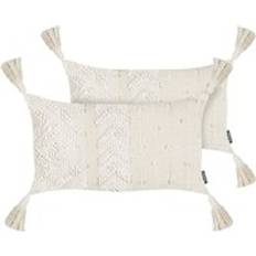 Bianco Copricuscini Beliani Set of 2 Scatter Cushions 30 x 50 cm Cushion Cover White, Beige