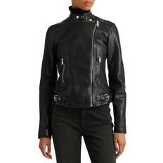 Tumbled Leather Moto Jacket - Polo Black