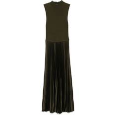 Polo Ralph Lauren Polyester Dresses Polo Ralph Lauren Pleated High-Neck Midi Dress - Green
