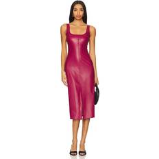 Cuir Robes Commando Faux Leather Midi Tank Dress - Burgundy