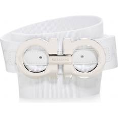 Blanco - Hombre Cinturones Ferragamo Double Gancini Webbed Fabric Belt - White