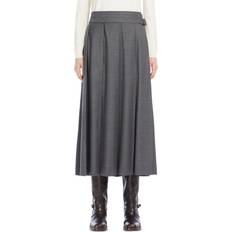 Flannel Skirts Palk Pleated Midi Skirt - Gray