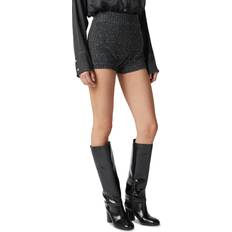 Soie Shorts Pinko Rhinestone Ribbed Wool Shorts - Grey/Black