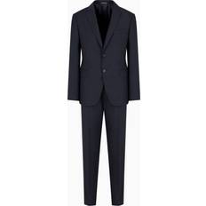 XL Suits Emporio Armani Slim Fit Micro Stripe Suit - Solid Blue