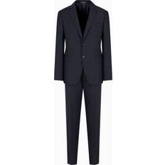 Emporio Armani Suits Emporio Armani Slim-Fit Single Breasted Suit Tone On Tone Micro Striped Virgin Wool