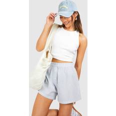 Boohoo Shorts boohoo Linen Look Pinstripe Short - Blue