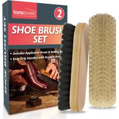 Shoe Care & Accessories SOL 2pk Shoe Brush Set Traditional Shoe Polish Brushes Ideal for Leather Shoes, Boots Suede Wooden Handle Shoe Cleaning Brush Boot Brush Shoe