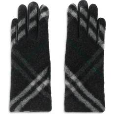 Burberry Grey Gloves & Mittens Burberry Check Wool Gloves - Charcoal