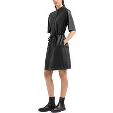 Leather Dresses Emporio Armani Leather Belted Dress - Black