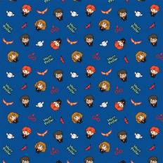 Harry Potter Fabrics Harry Potter Kawaii Trio Toss Cotton Fabric 44" Fabrics Blue