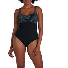 Dame - Grå Badetøy Speedo Contourlustre Printed Swimsuit - Schwarz