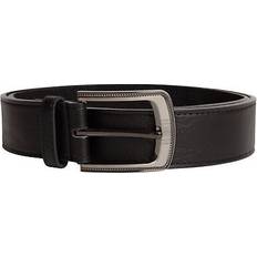 Duke Mens Samuel Buckle Leather Belt - Black