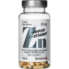 Vitaminer & Kosttillskott BioSalma Zink 25mg + C-Vitamin and Nypon 100 st