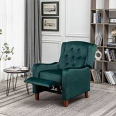 Green - Reclining Chairs Armchairs Furniture One Velvet Wingback Recliner Green Armchair
