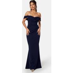 Goddiva Off Shoulder Maxi Dress - Dark Blue