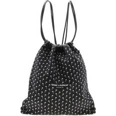 Saint Laurent Backpacks Saint Laurent Queen Bee, New Teddy Black Canvas Palm Drawstring Backpack 553919