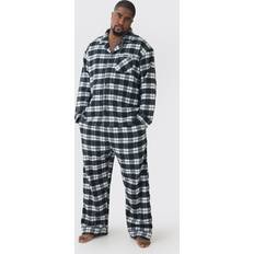 5XL Nachtwäsche boohooMAN Plus Kariertes Pyjama-Set - Grau