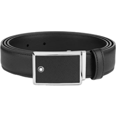 Rectangular Leather Belt - Black