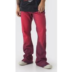 Punainen Farkut boohooMAN Slim Rigid Flared Stacked Jeans - Red