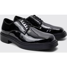 Herre - Imiteret læder Oxford boohooMAN Faux Leather Derby Shoes - Black
