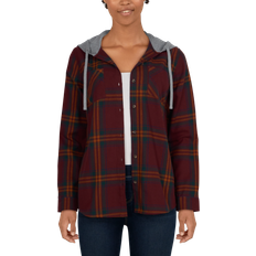 Shirts Natural Reflections Hooded Flannel Long Sleeve Shirt - Chocolate Truffle Plaid