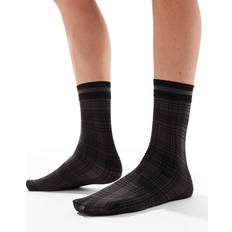 Pretty Polly Tartan Sheer Socks - Black