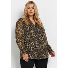 Women Blouses Yours Curve Leopard Print Stud Blouse - Brown