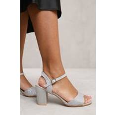 Where's That From Seaney Buckle Up Low Block Heel Sandal - Silver