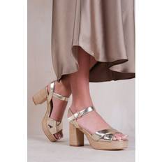 Where's That From Volume Wide Fit Platform Block High Heels - Gold